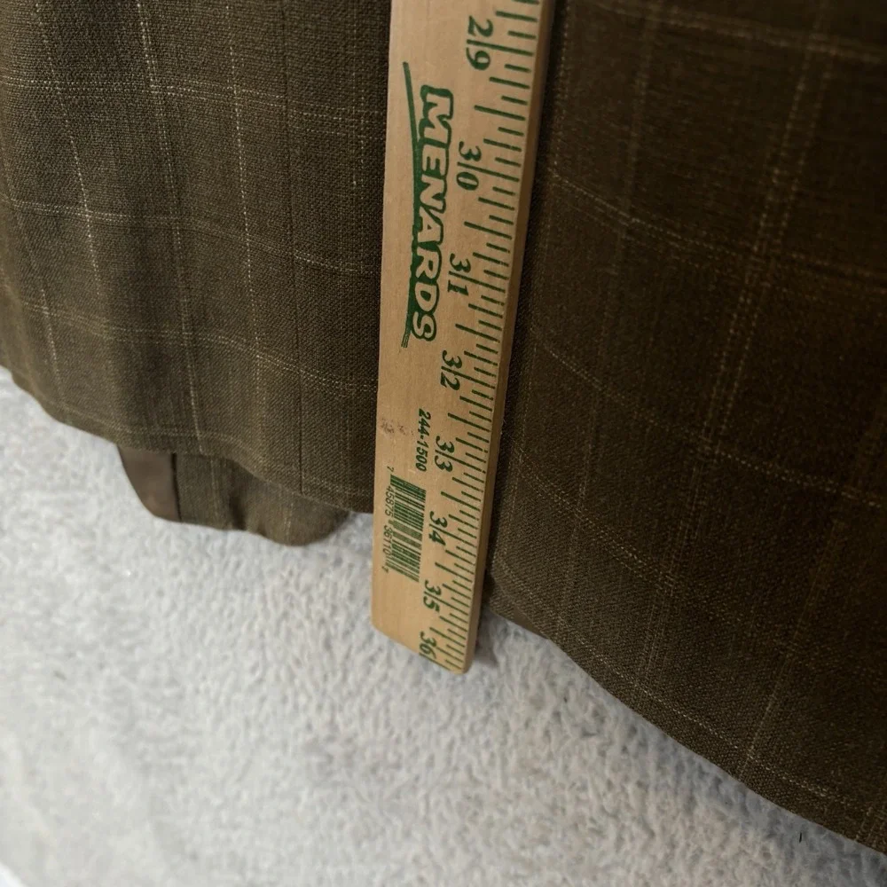 Nordstrom Blazer Mens 42L Olive‎ Windowpane E Thomas Silk Wool Linen Sport Coat